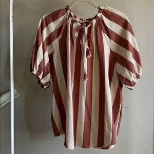 New without tag Knox Rose Maroon and Ivory Striped Blouse